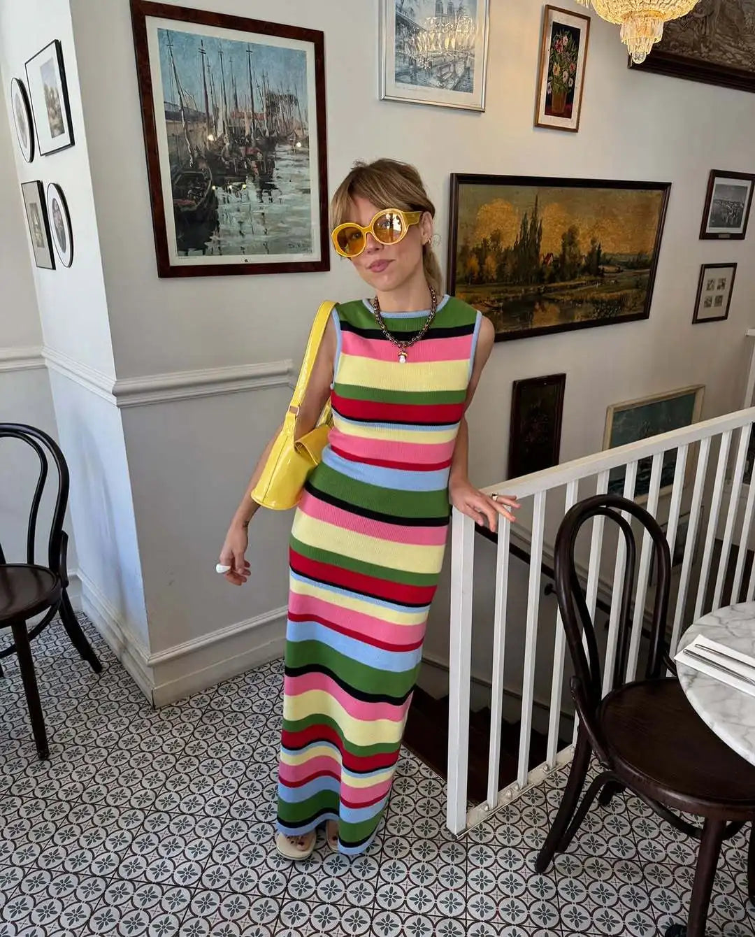 Viva Stripe High Waist Knit Dress