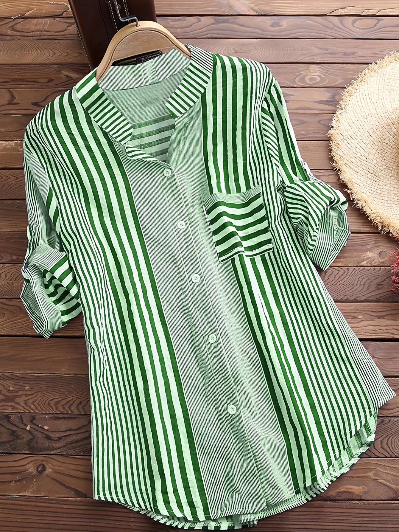 Breezy Stripes Cotton Linen Tunic Rich Allure