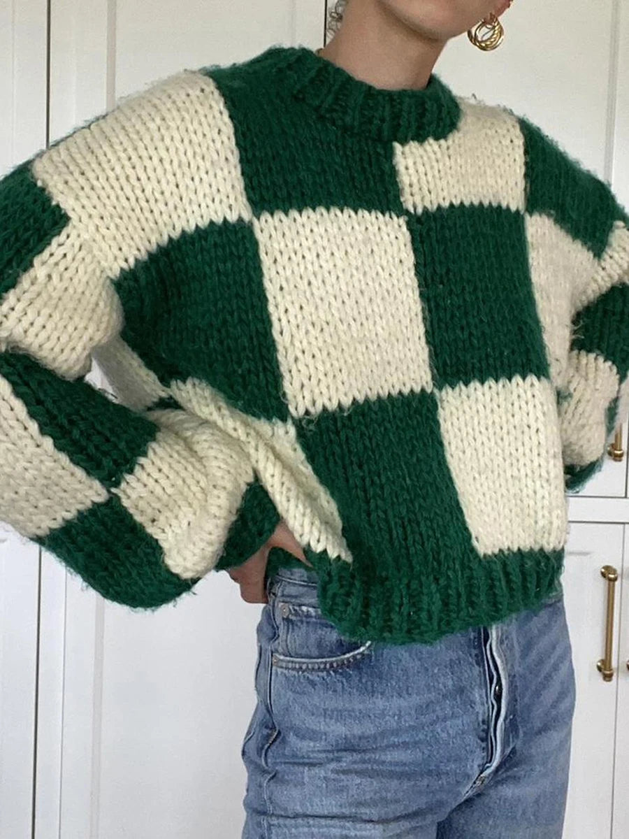 Cozy Checkered Oversized Sweater