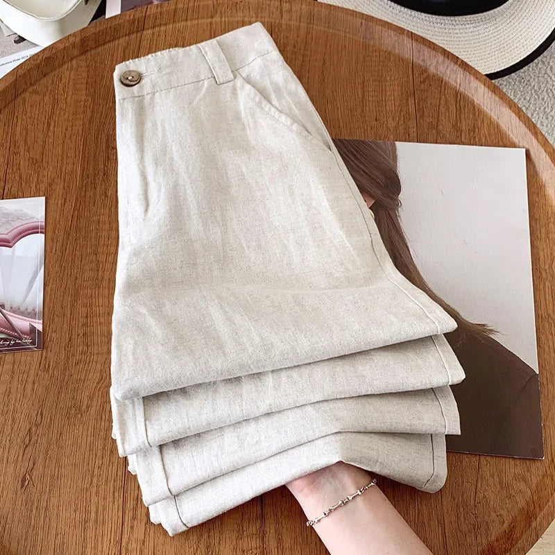 DriftEase High Waist Linen Pants