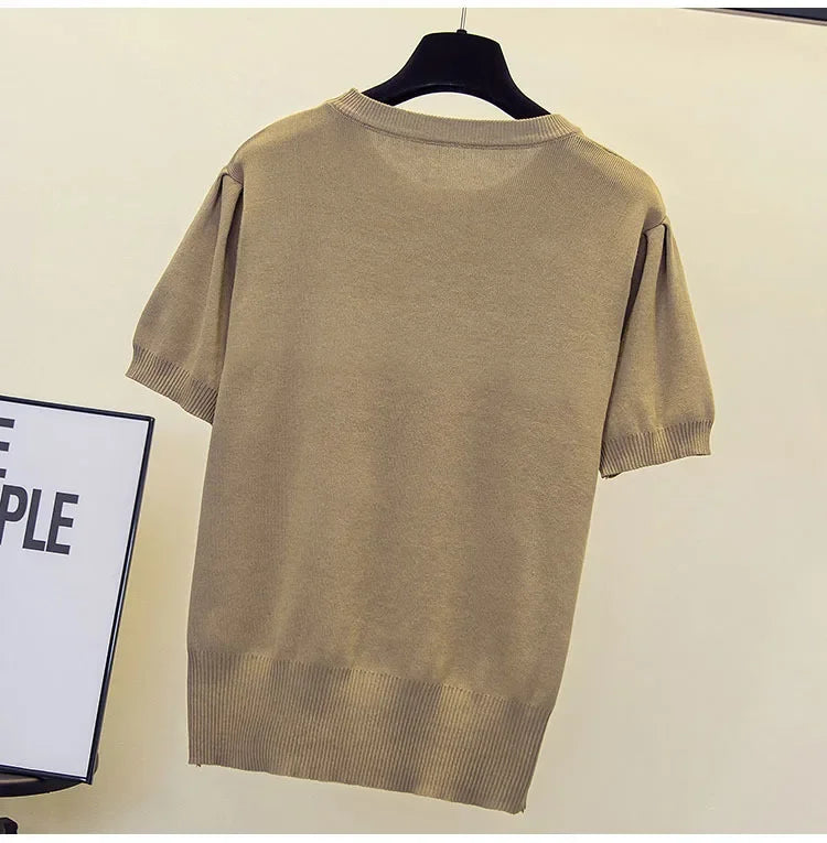 Short Sleeve Knitted Cashmere Sweater