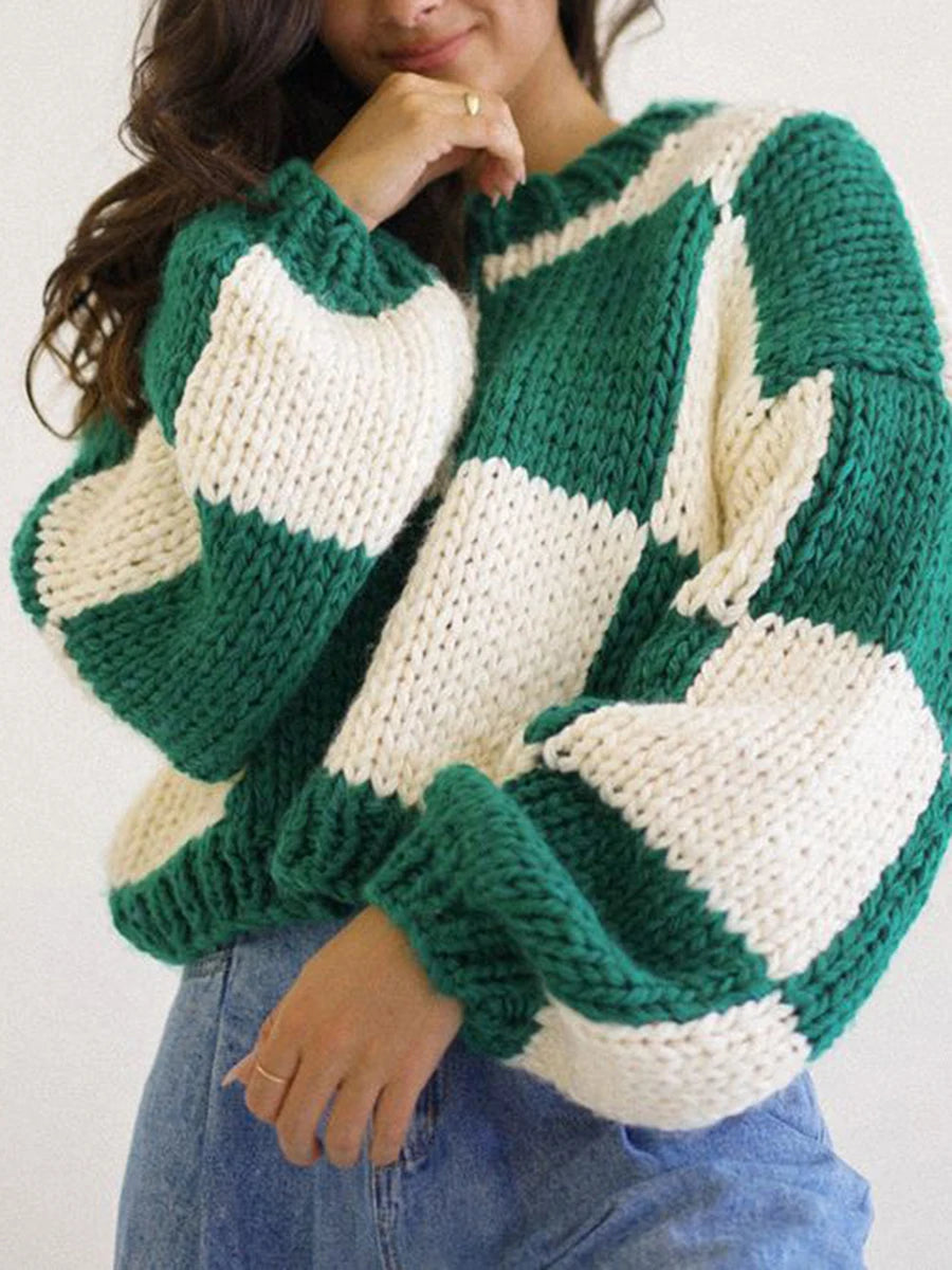 Cozy Checkered Oversized Sweater