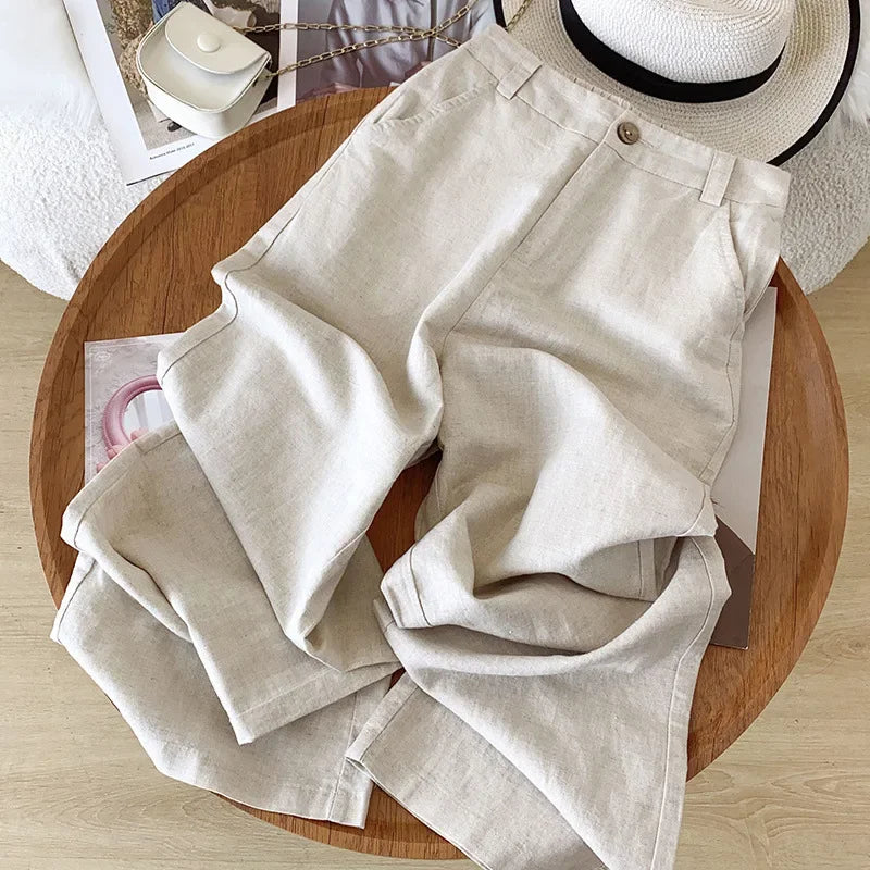 DriftEase High Waist Linen Pants