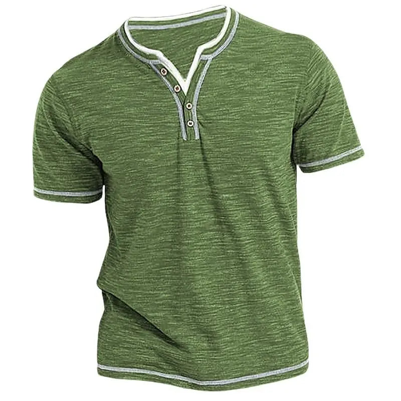 Cotton Ease V Neck Henley Tee Men
