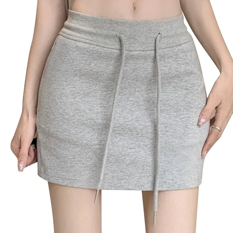 Elastic Waist Sporty Mini Skirt