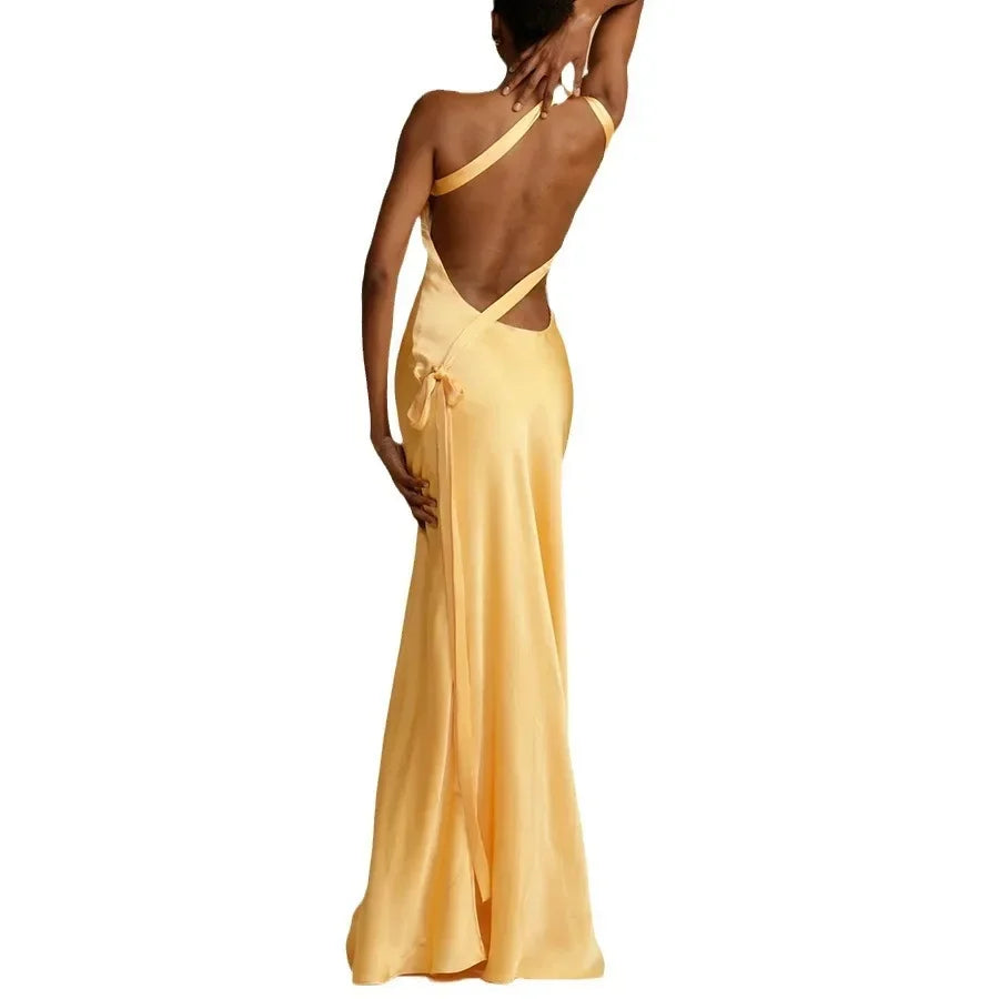 Crimson Allure One-Shoulder Maxi Dress