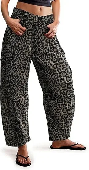 Leopard Print High Waist Jeans Rich Allure