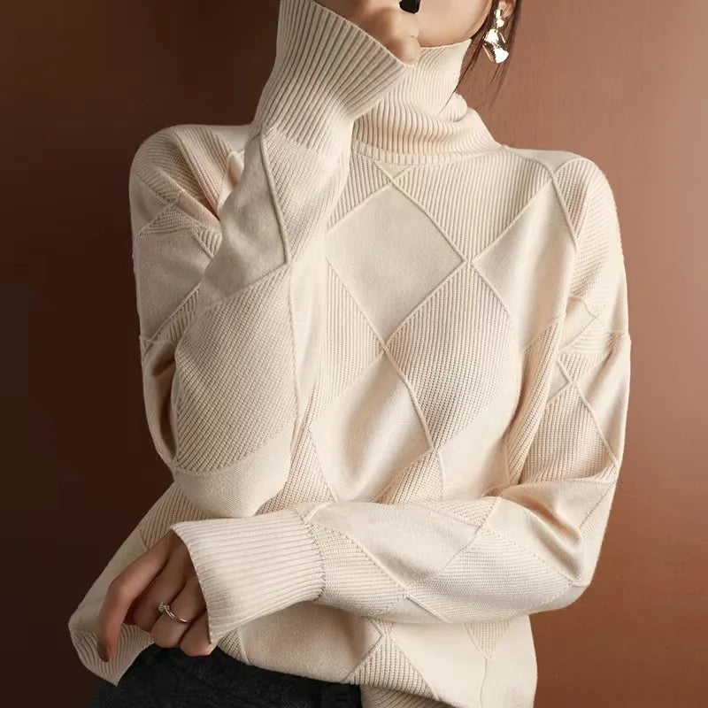 Loose Turtleneck Knit Pullover Top