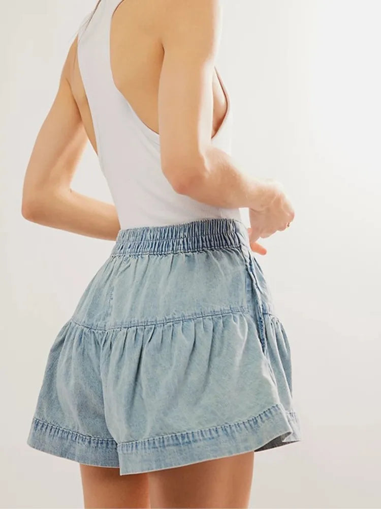 Elegant High Waist Denim Shorts