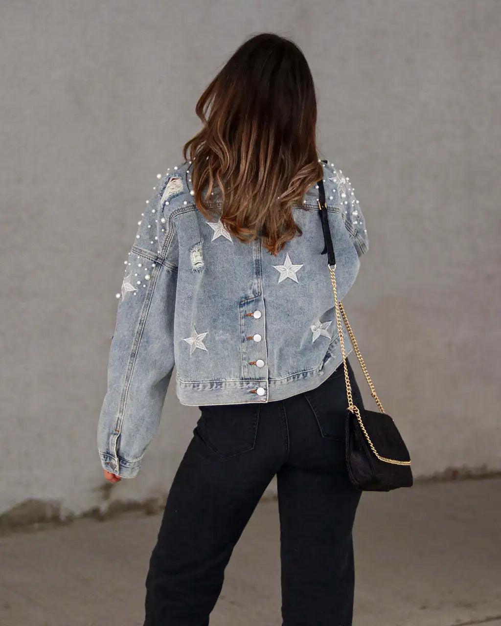 Glam Starry Beaded Denim Jacket
