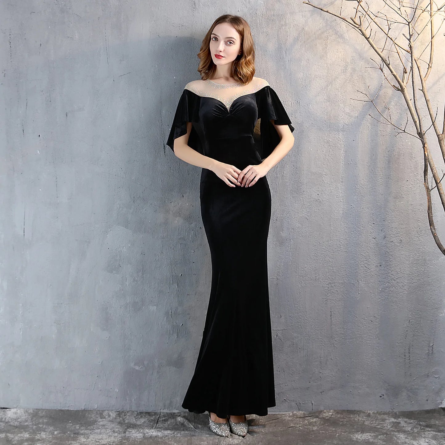 Velvet Dusk Crystal Mermaid Gown