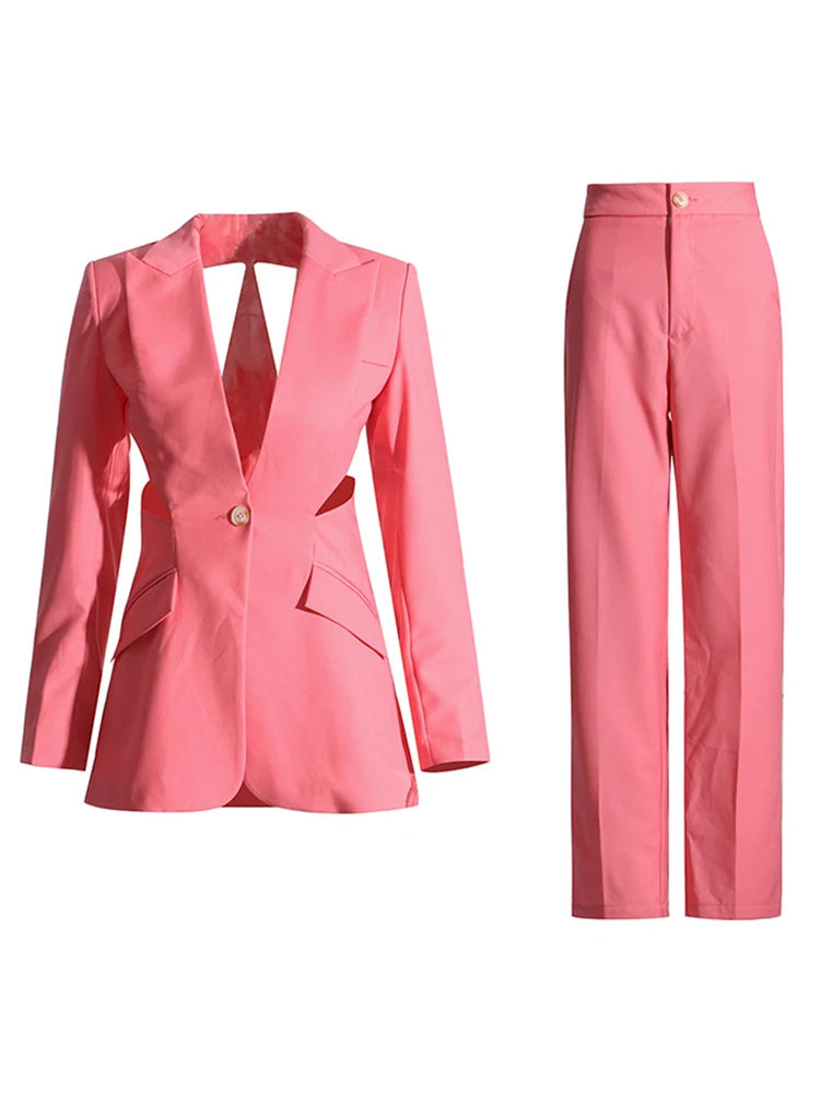 Power Chic Hollow Out Blazer Set Rich Allure