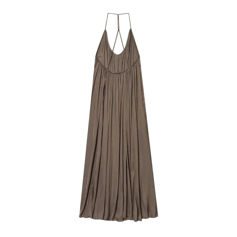 Elegant Lustre Backless Maxi Dress