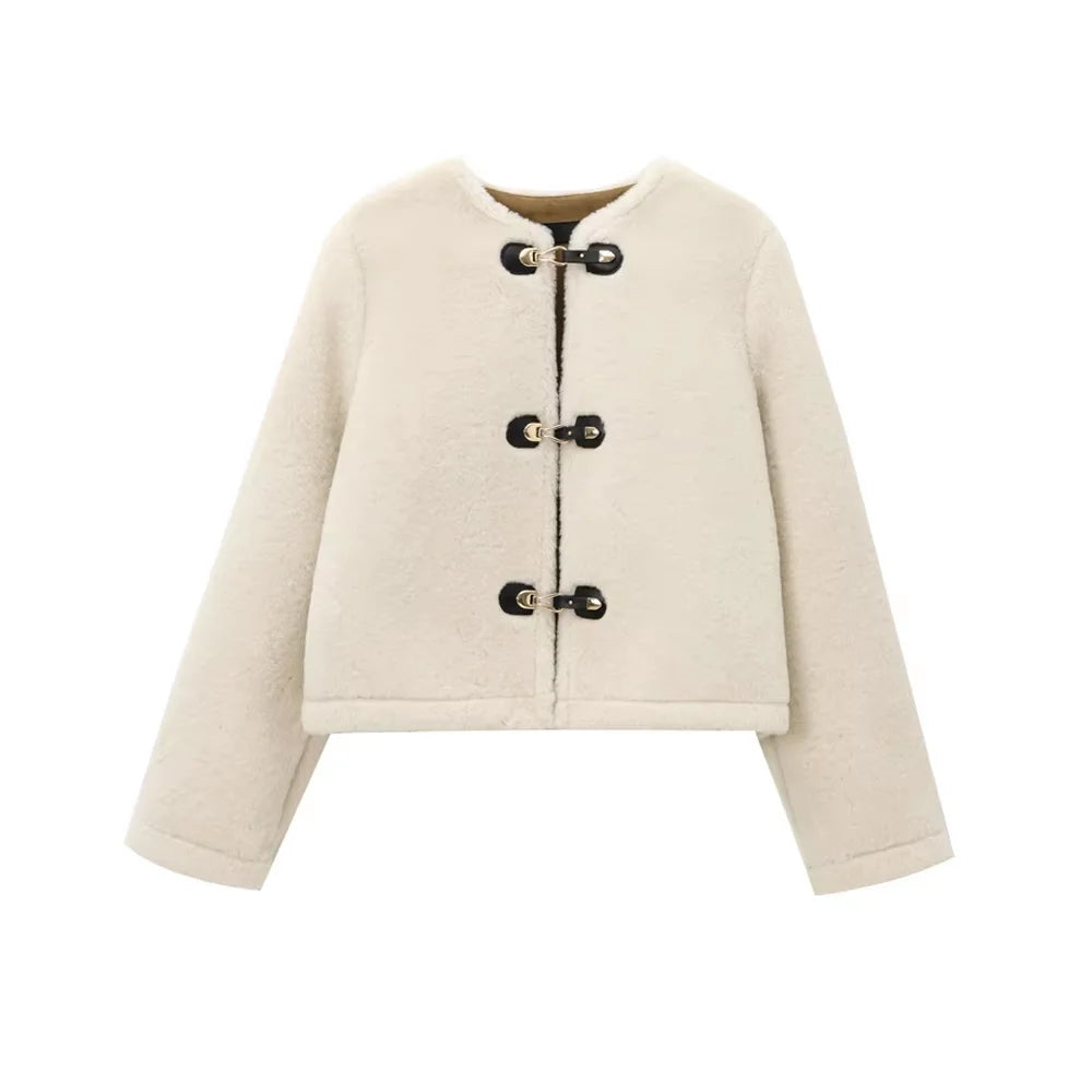 Thick Faux Fur Toggle Jacket