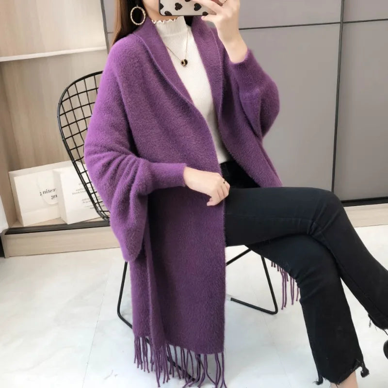 Plush Mink Knit Cardigan Cloak