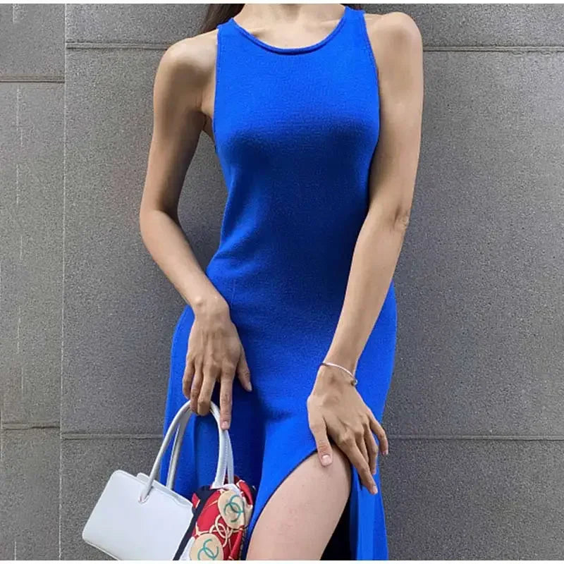 SculptKnit Sleeveless Split Midi Dress