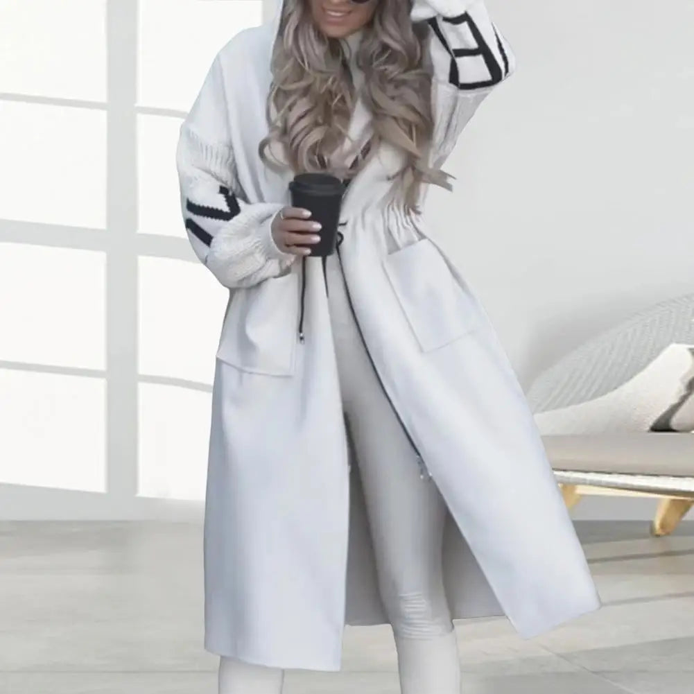 Cozy Script Knit Sleeve Hooded Coat