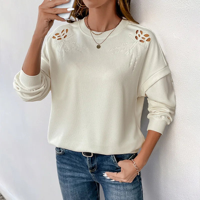 Elegant Bloom Embroidered White Top