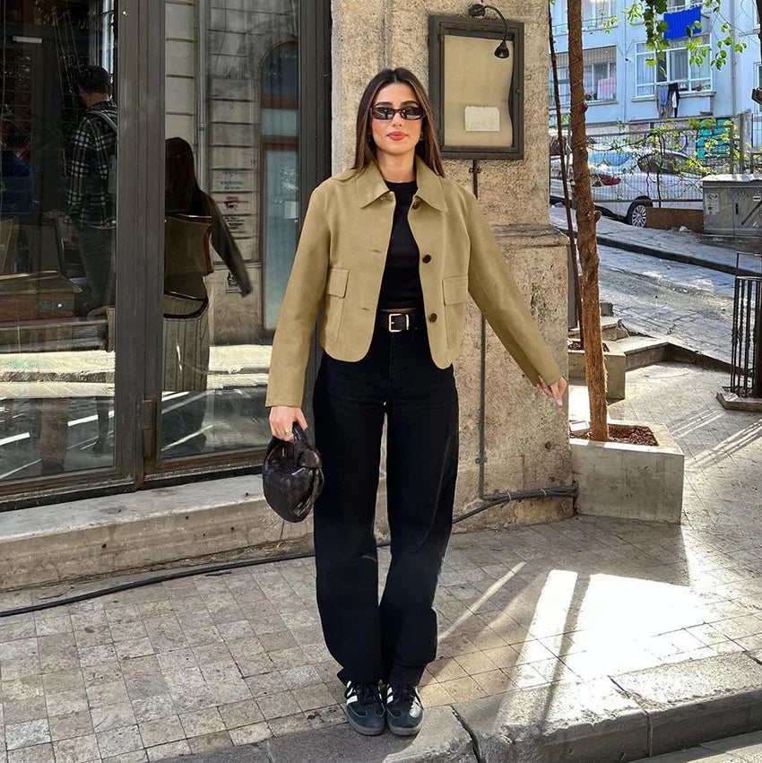 Lapel Pocket Short Jacket
