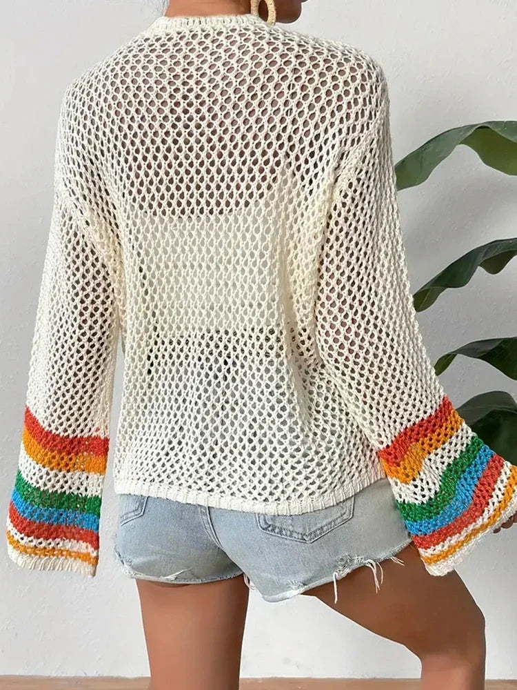 Boho Floral Knit Vacation Cardigan