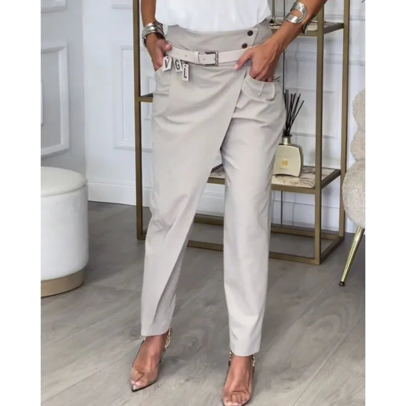 Chic Angle High Waist Belted Pants