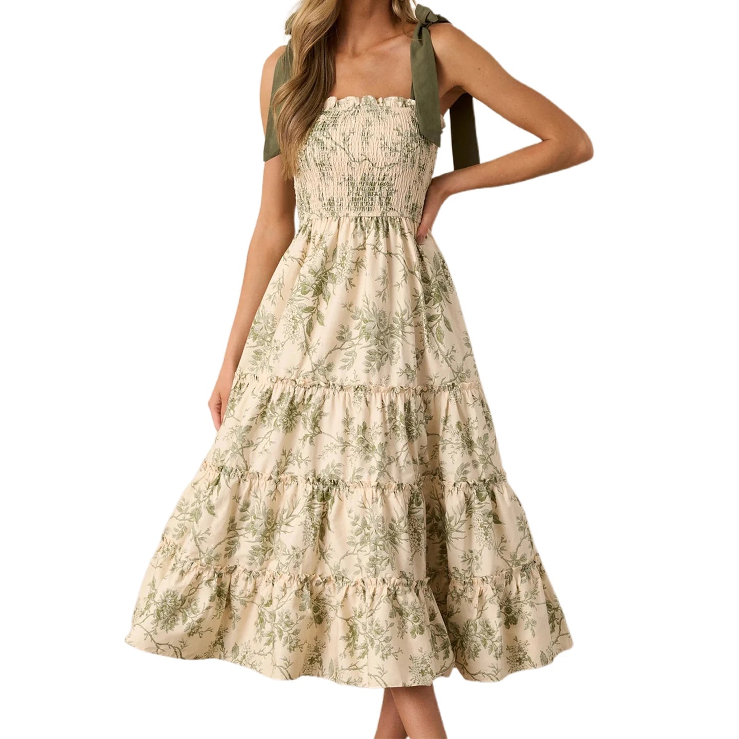 Floral Flare Tie-Shoulder Dress