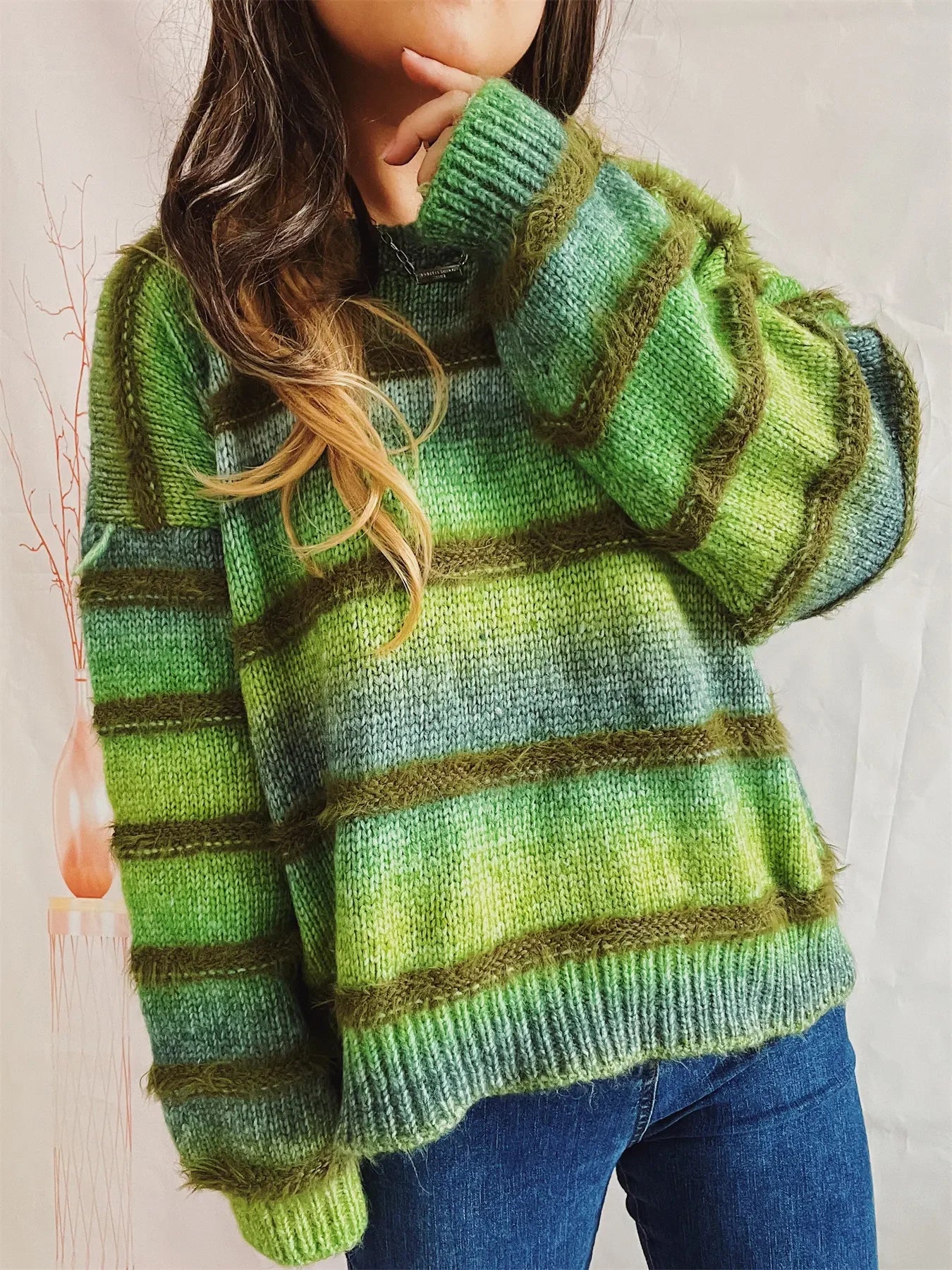 Cozy Gradient Stripe Knit Sweater