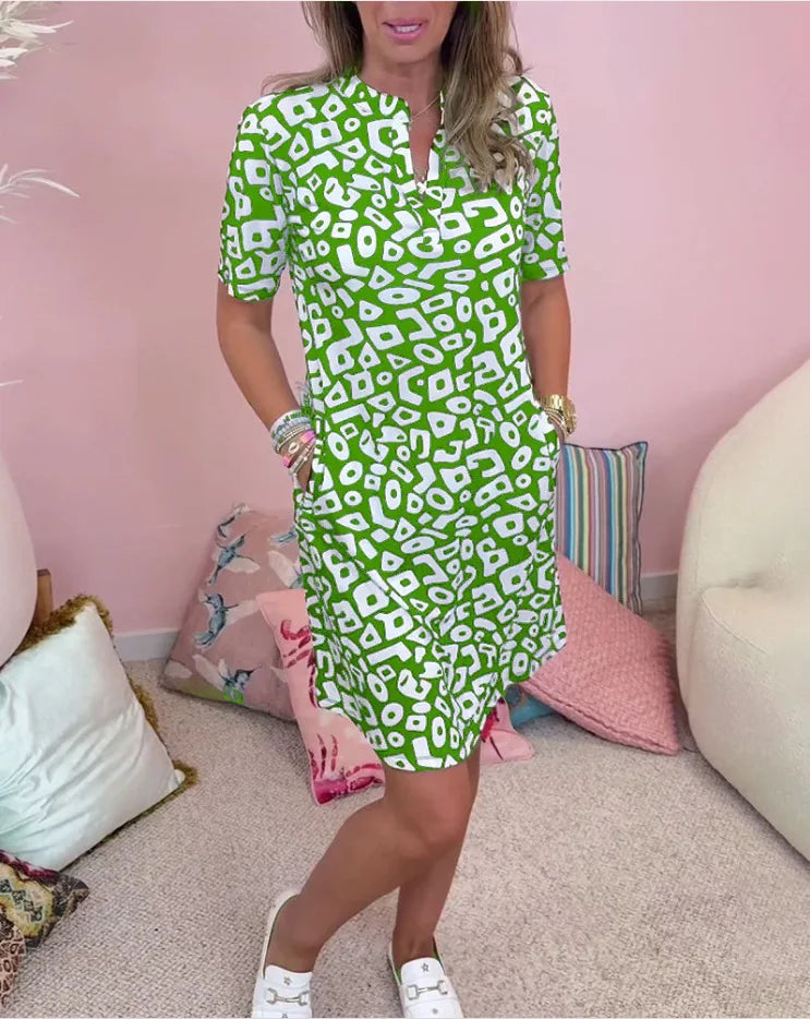 Floral V-Neck Loose Summer Dress