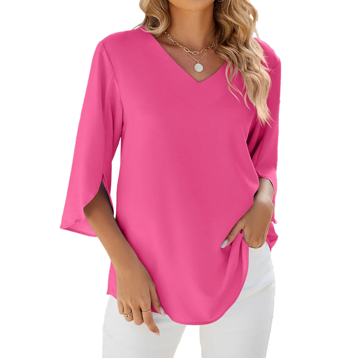 Elegant V-Neck Chiffon Blouse