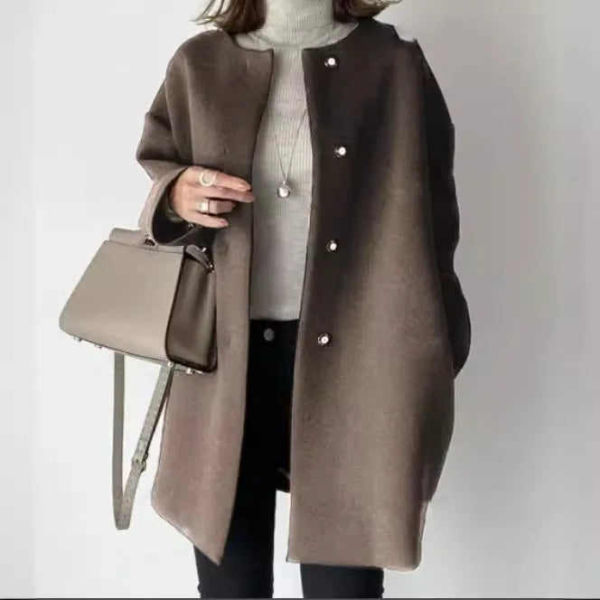 Retro Ease Button-Up Cardigan Coat