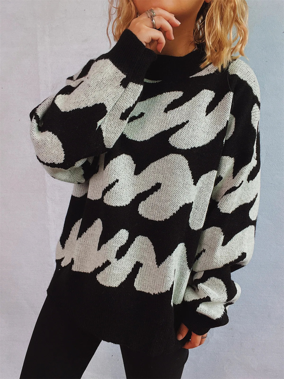 Stripe Craft Patchwork Knit Pullover