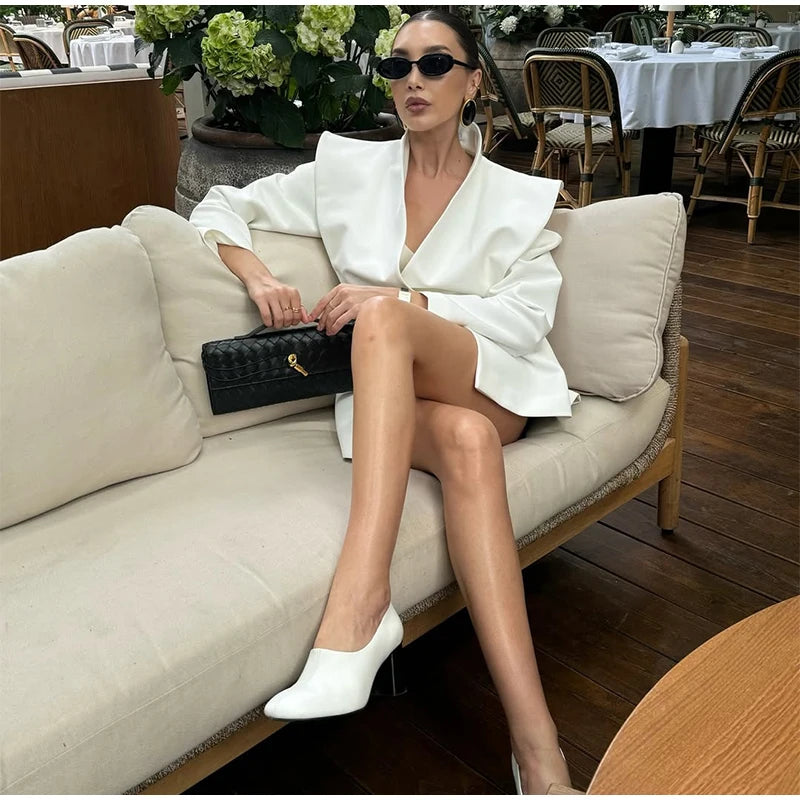 Sleek Poise Off-Shoulder Blazer Rich Allure
