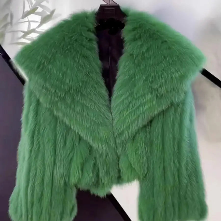 Navy Collar Faux Fur Jacket