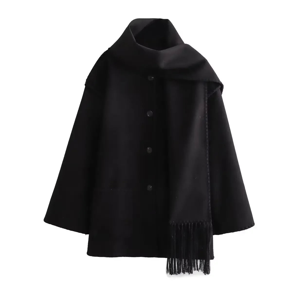 Cozy Weave Scarf Splice Wool Coat
