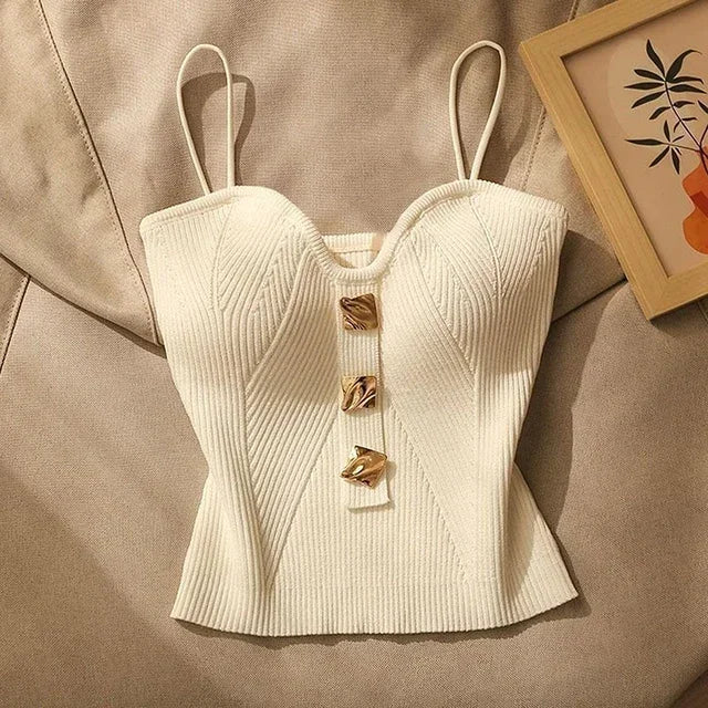 French Style Cross-Knit Camisole Rich Allure