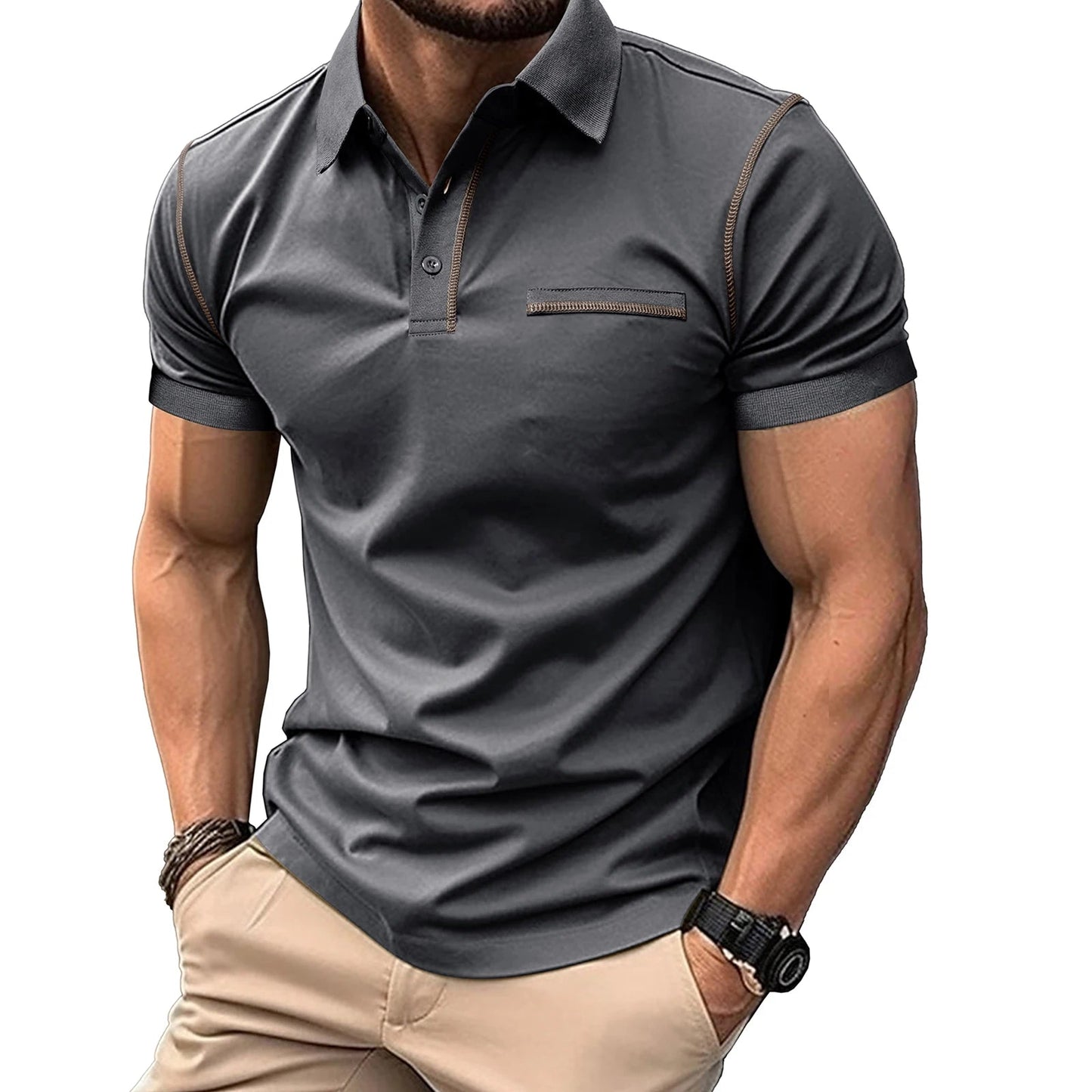 Mod Patch Cotton Collar Slim Fit Tee Rich Allure