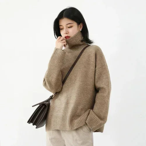 Women's Loose-Fit Turtleneck Knit Sweater