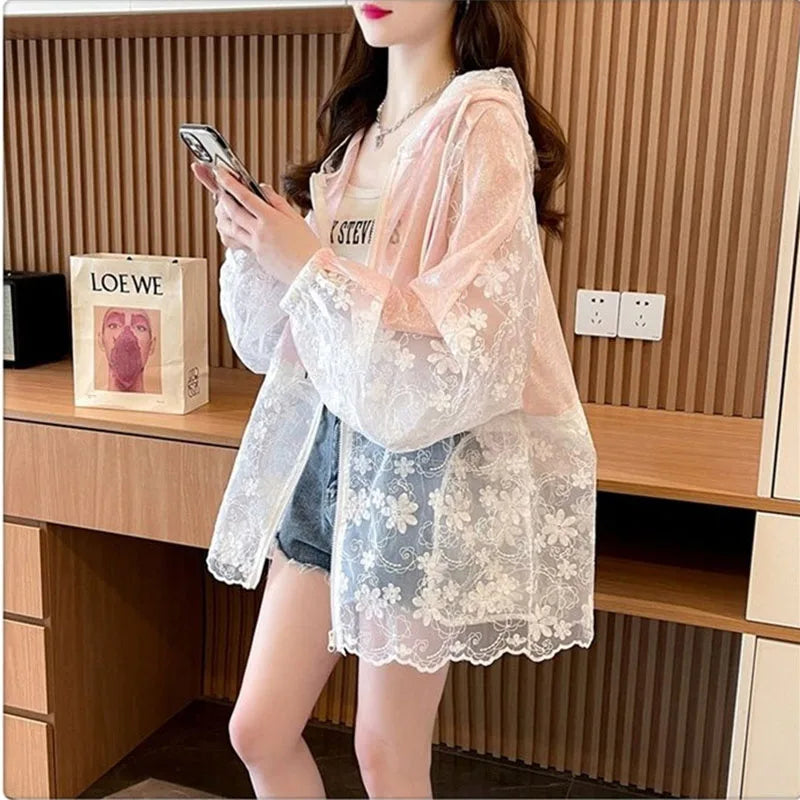 LaceBreeze Mesh Patch Hooded Jacket