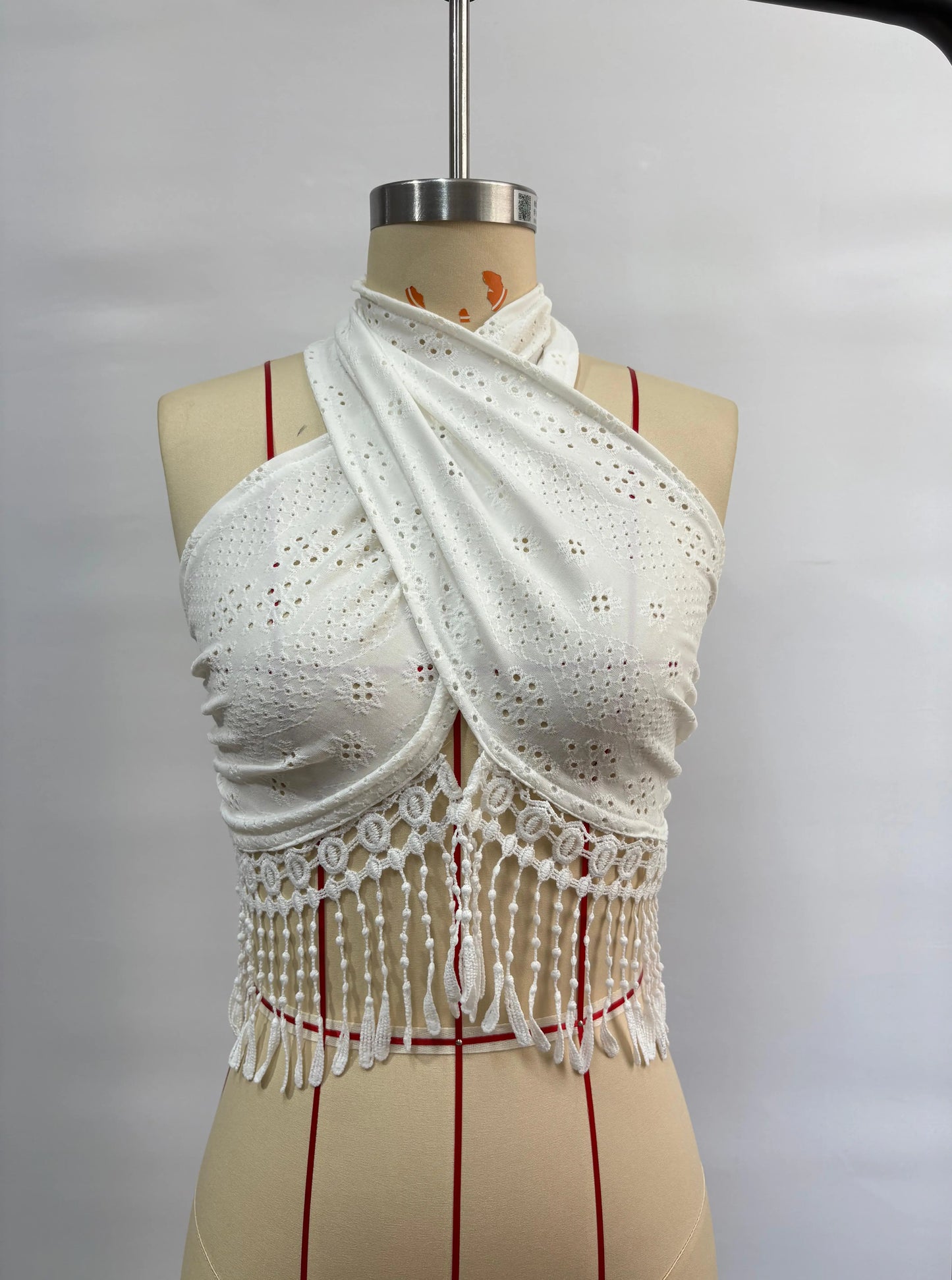 Whitelush Tassel Halter Tank Top