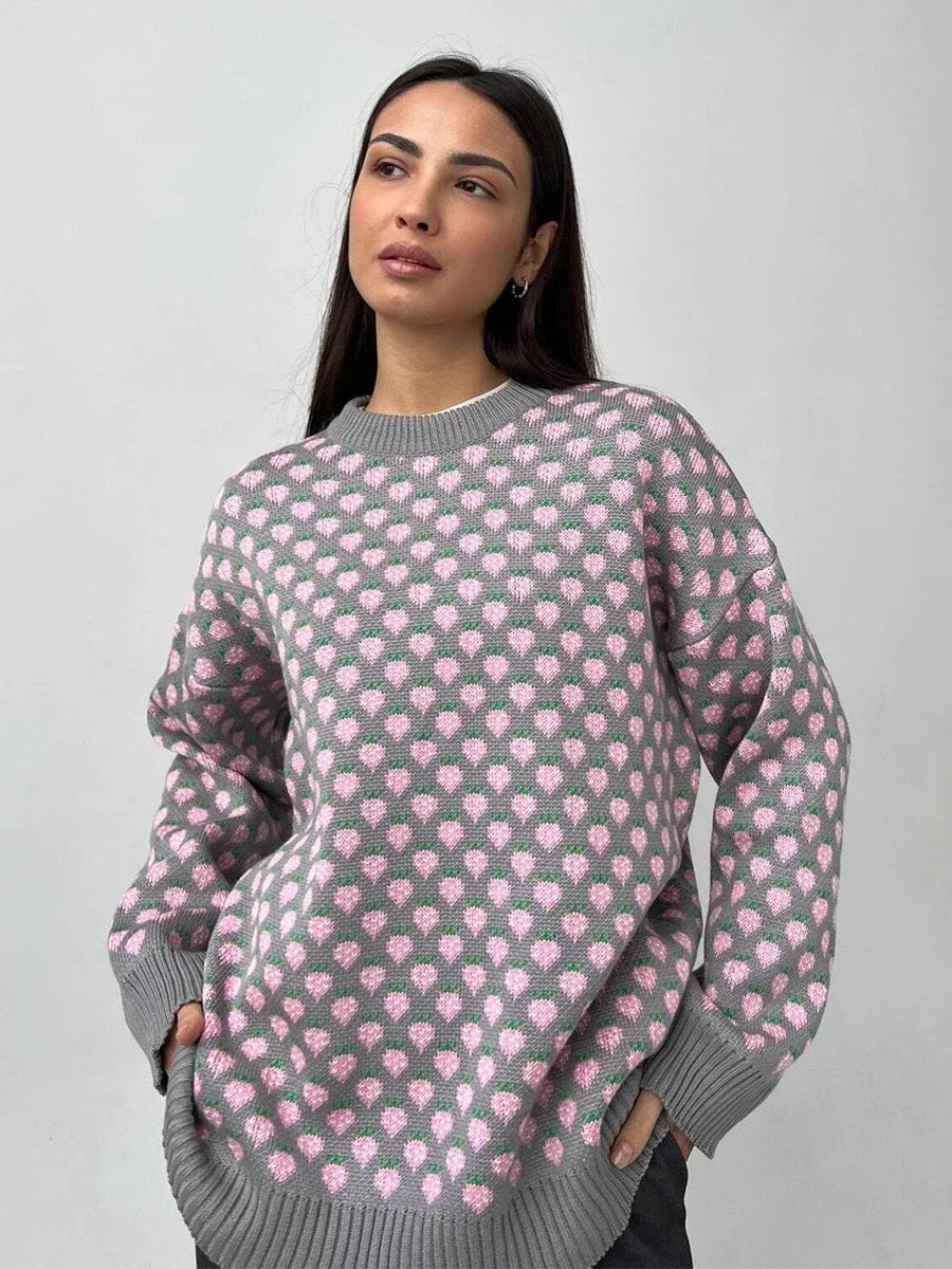 Cozy Strawberry Knit Sweater