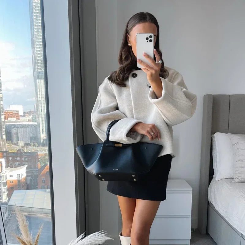 Chic Elegance Cropped Winter Coat