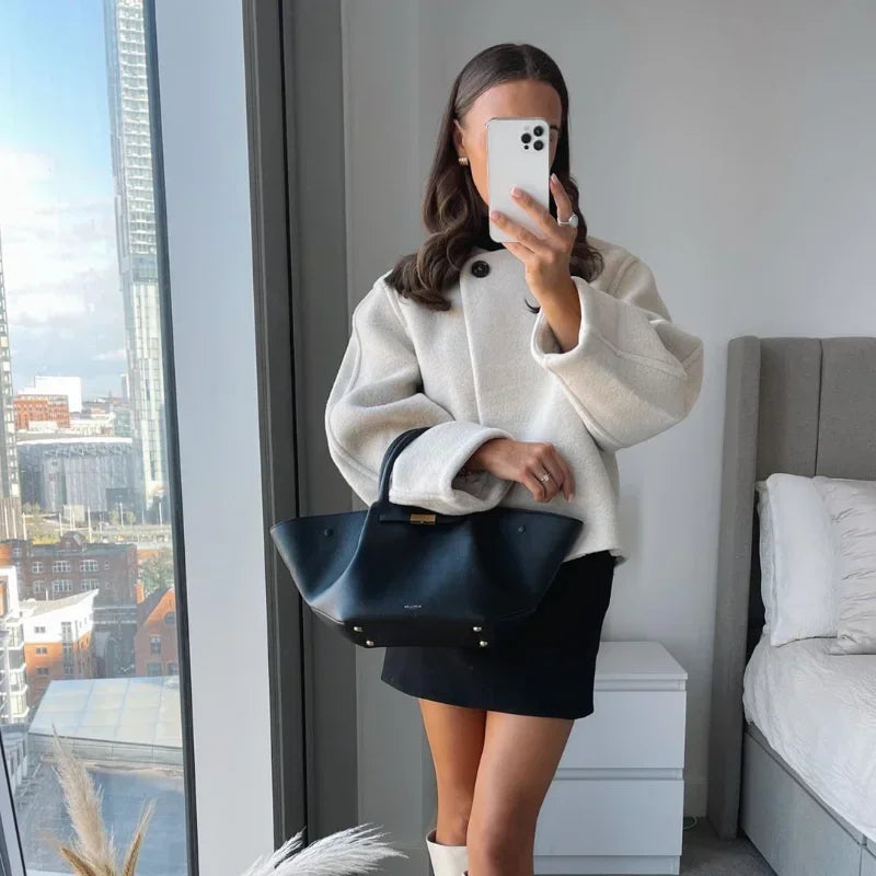 Chic Elegance Cropped Winter Coat Rich Allure