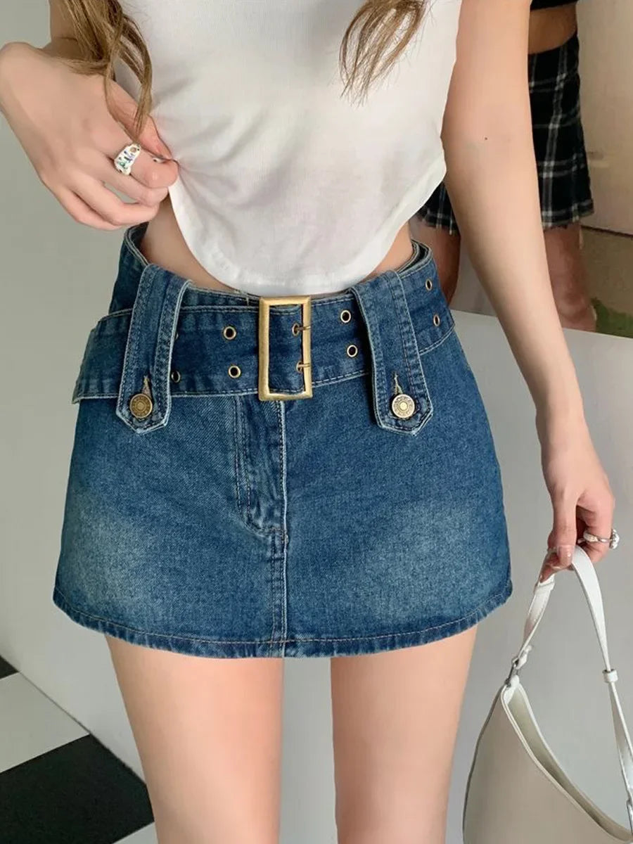 Chic High Waist Denim Mini Skirt