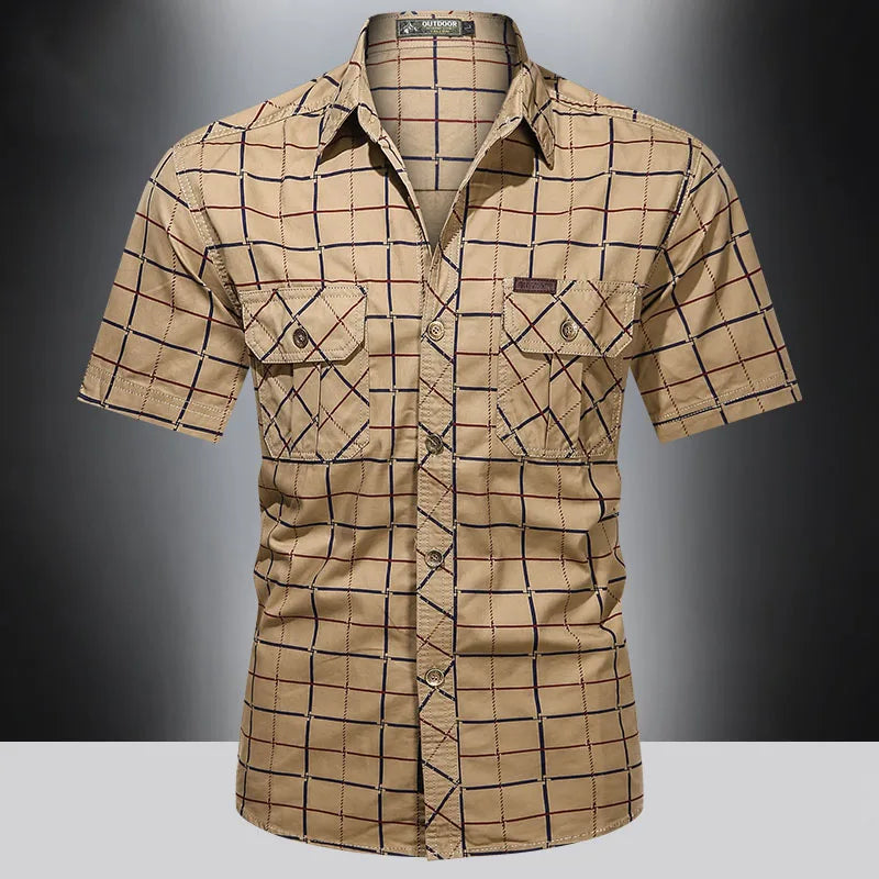 GridForm Cotton Checkered Work Shirt Rich Allure