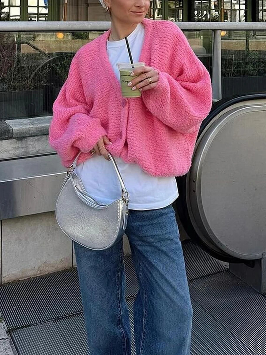 Cozy Vibe Fuzzy Button-Up Cardigan