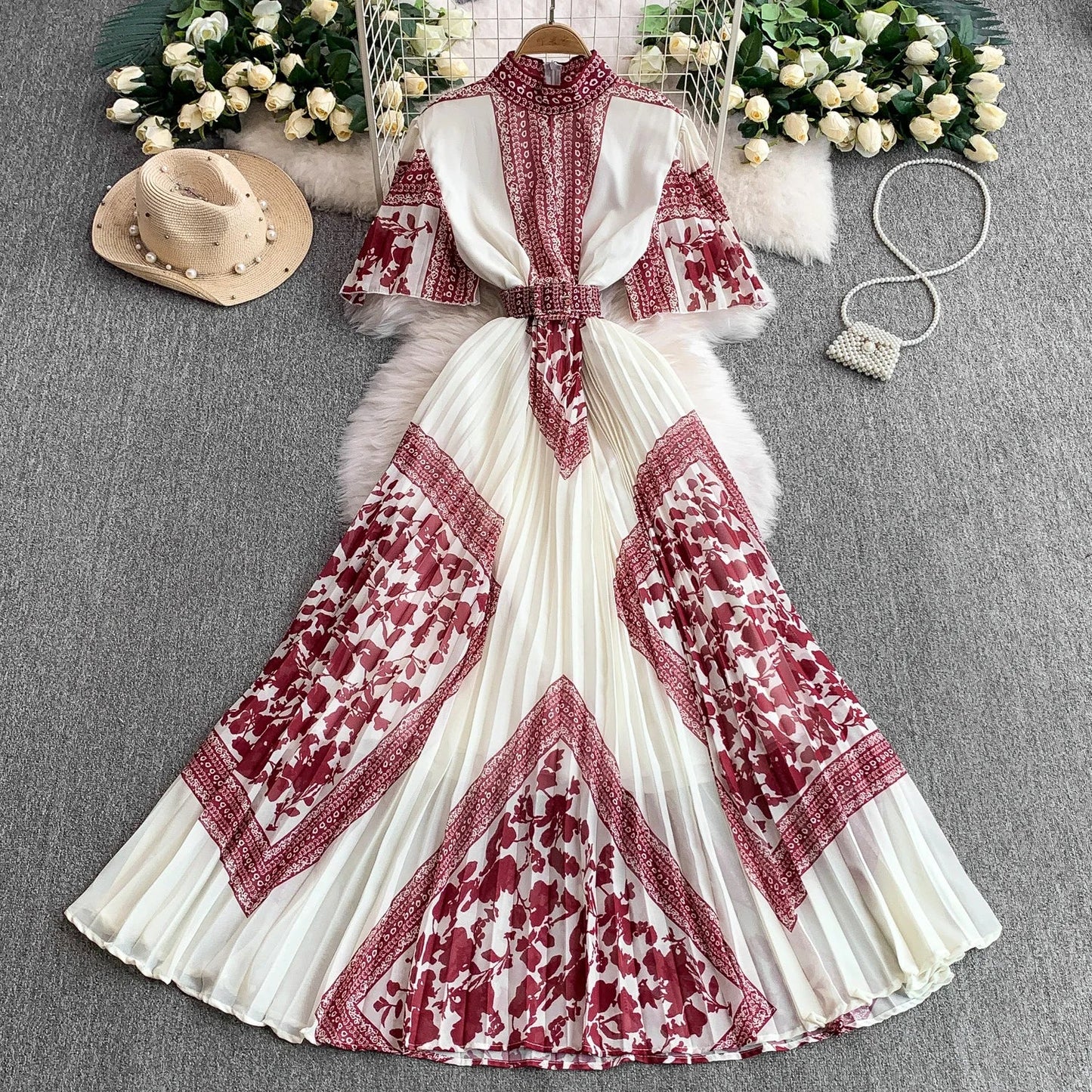 Retro Grace High Waist Midi Dress Rich Allure
