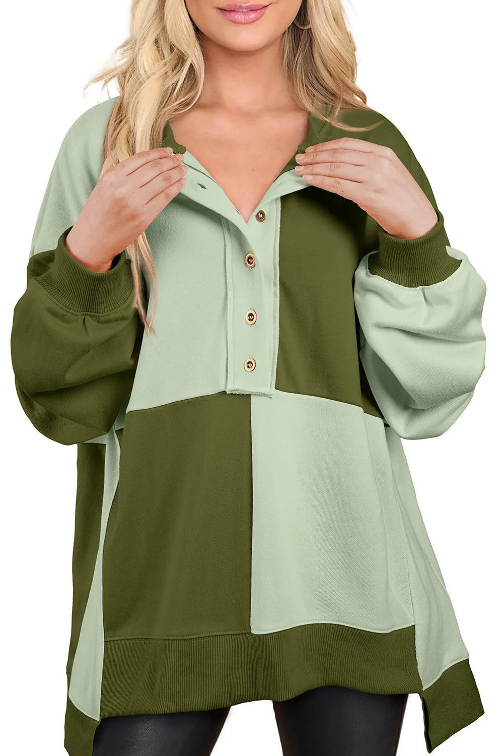 Trendy Contrast Buckle Sweatshirt