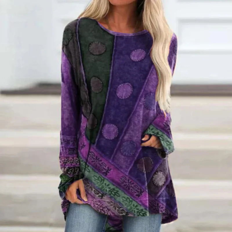 Boho Geometric Print Oversized Tee