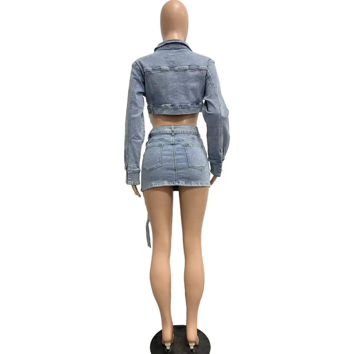 Indigo Muse Denim Mini Skirt Set Rich Allure