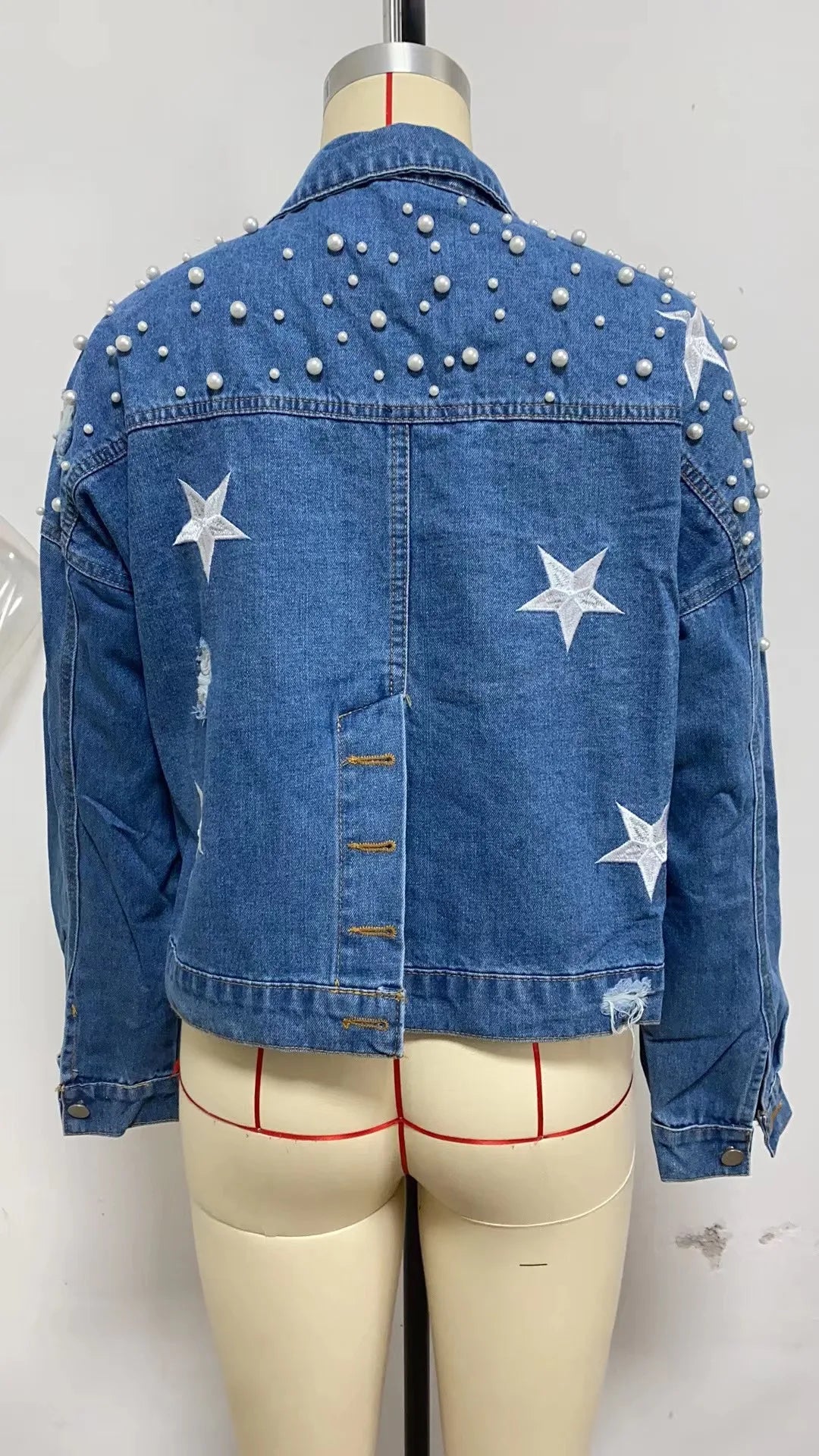 Glam Starry Beaded Denim Jacket
